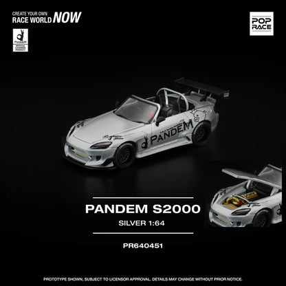 (PRE-ORDER 2026) POPRACE 1:64 Honda S2000 Pandem Silver PR640451