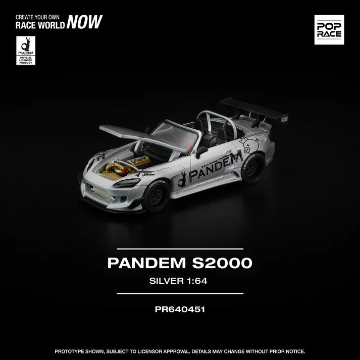 (PRE-ORDER 2026) POPRACE 1:64 Honda S2000 Pandem Silver PR640451