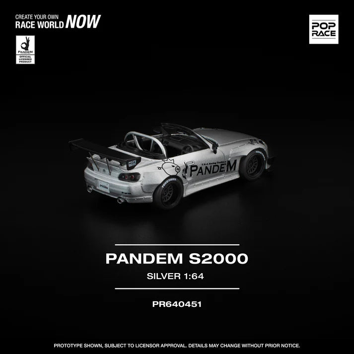 (PRE-ORDER 2026) POPRACE 1:64 Honda S2000 Pandem Silver PR640451