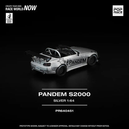 (PRE-ORDER 2026) POPRACE 1:64 Honda S2000 Pandem Silver PR640451
