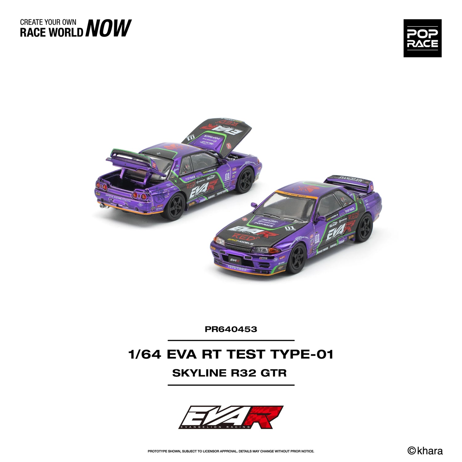 (PRE-ORDER 2026) POPRACE 1:64 EVA RT Test Type-01 Skyline R32 PR640453