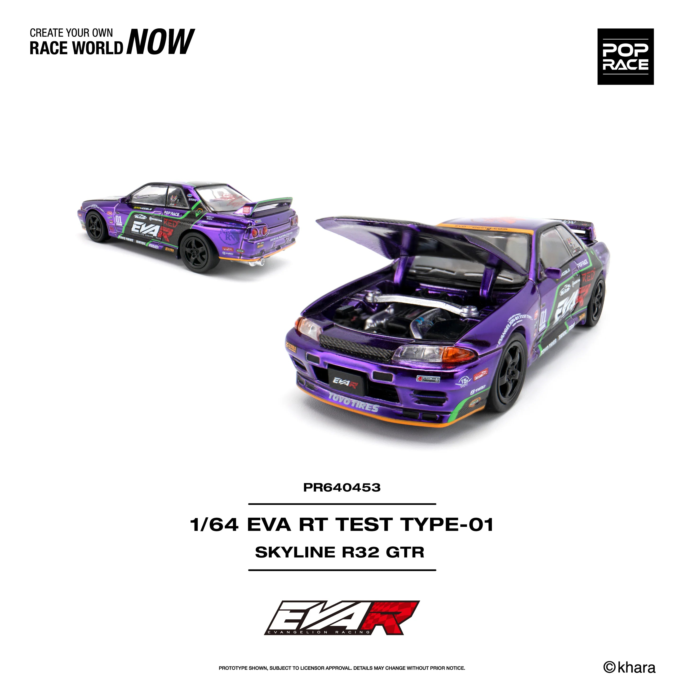 (PRE-ORDER 2026) POPRACE 1:64 EVA RT Test Type-01 Skyline R32 PR640453
