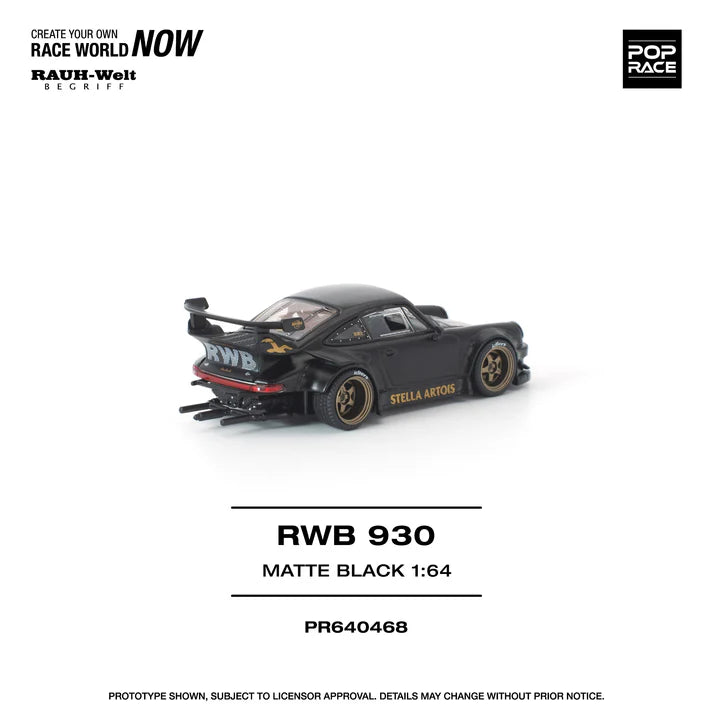 (PRE-ORDER 2026) POPRACE 1:64 RWB 930 Matte Black “Stella Artois” PR640468