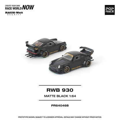 (PRE-ORDER 2026) POPRACE 1:64 RWB 930 Matte Black “Stella Artois” PR640468