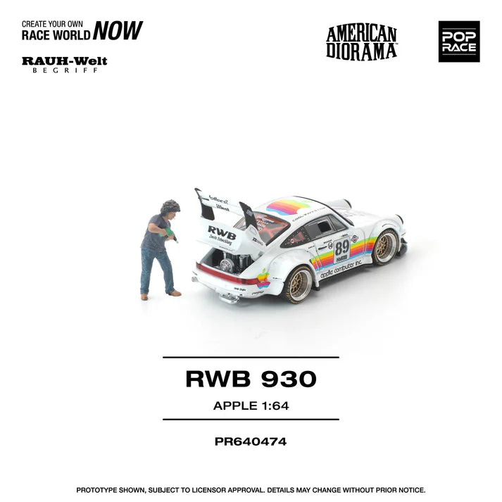(PRE-ORDER 2026) POPRACE 1:64 RWB 930 Apple with Figure PR640474