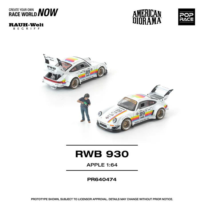 (PRE-ORDER 2026) POPRACE 1:64 RWB 930 Apple with Figure PR640474