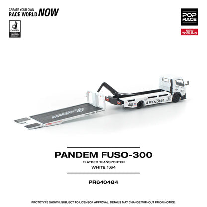 (PRE-ORDER 2026) POPRACE 1:64 PANDEM Fuso 300 Flatbed Transporter White PR640484