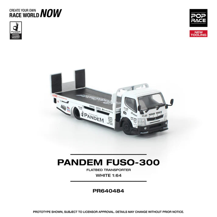 (PRE-ORDER 2026) POPRACE 1:64 PANDEM Fuso 300 Flatbed Transporter White PR640484