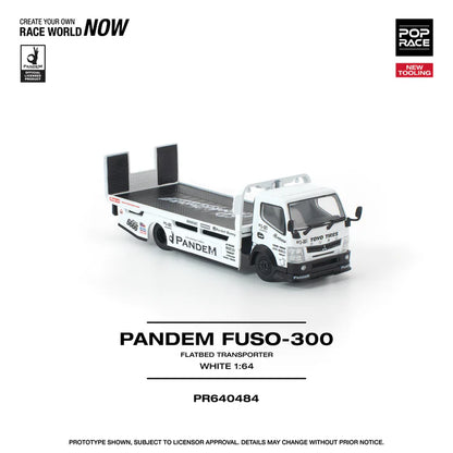 (PRE-ORDER 2026) POPRACE 1:64 PANDEM Fuso 300 Flatbed Transporter White PR640484