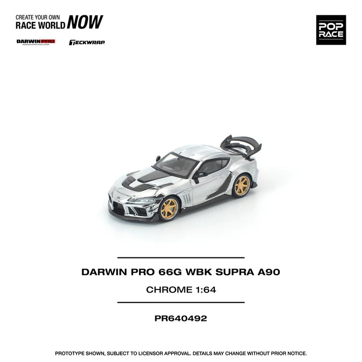 (PRE-ORDER 2026) POPRACE 1:64 Toyota Supra A90 DarwinPRO 66G WBK Silver Chrome PR640492