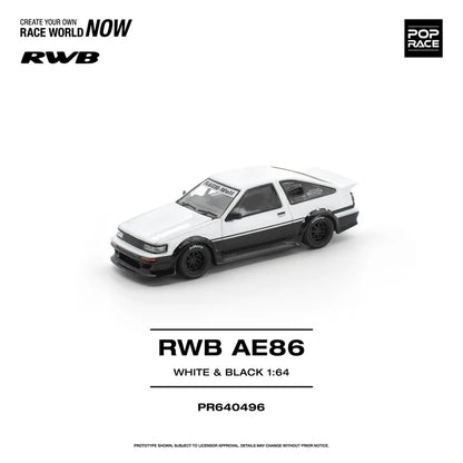 (PRE-ORDER 2026) POPRACE 1:64 RWB AE86 blanc / noir PR640496