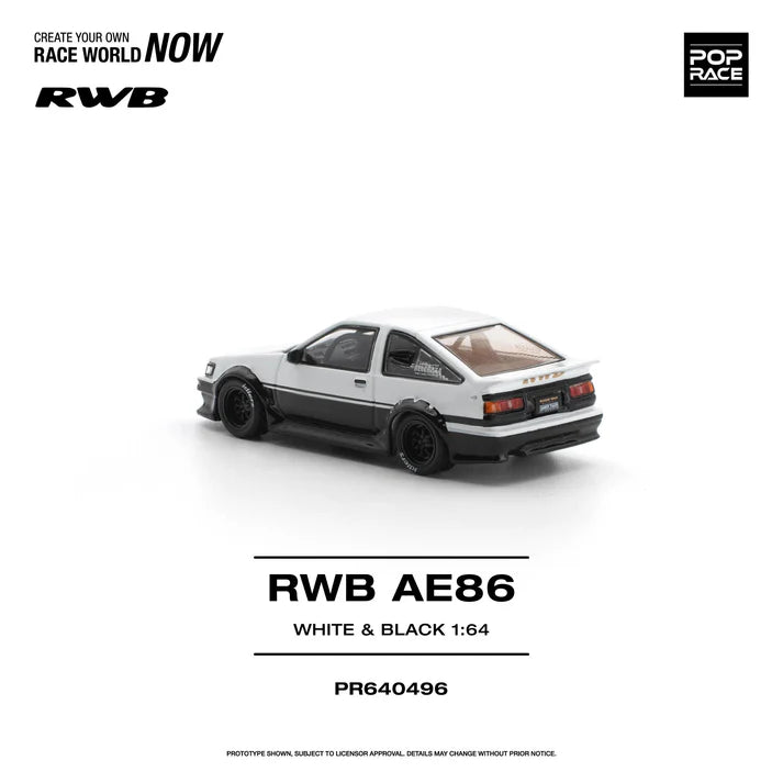 (PRE-ORDER 2026) POPRACE 1:64 RWB AE86 White / Black PR640496