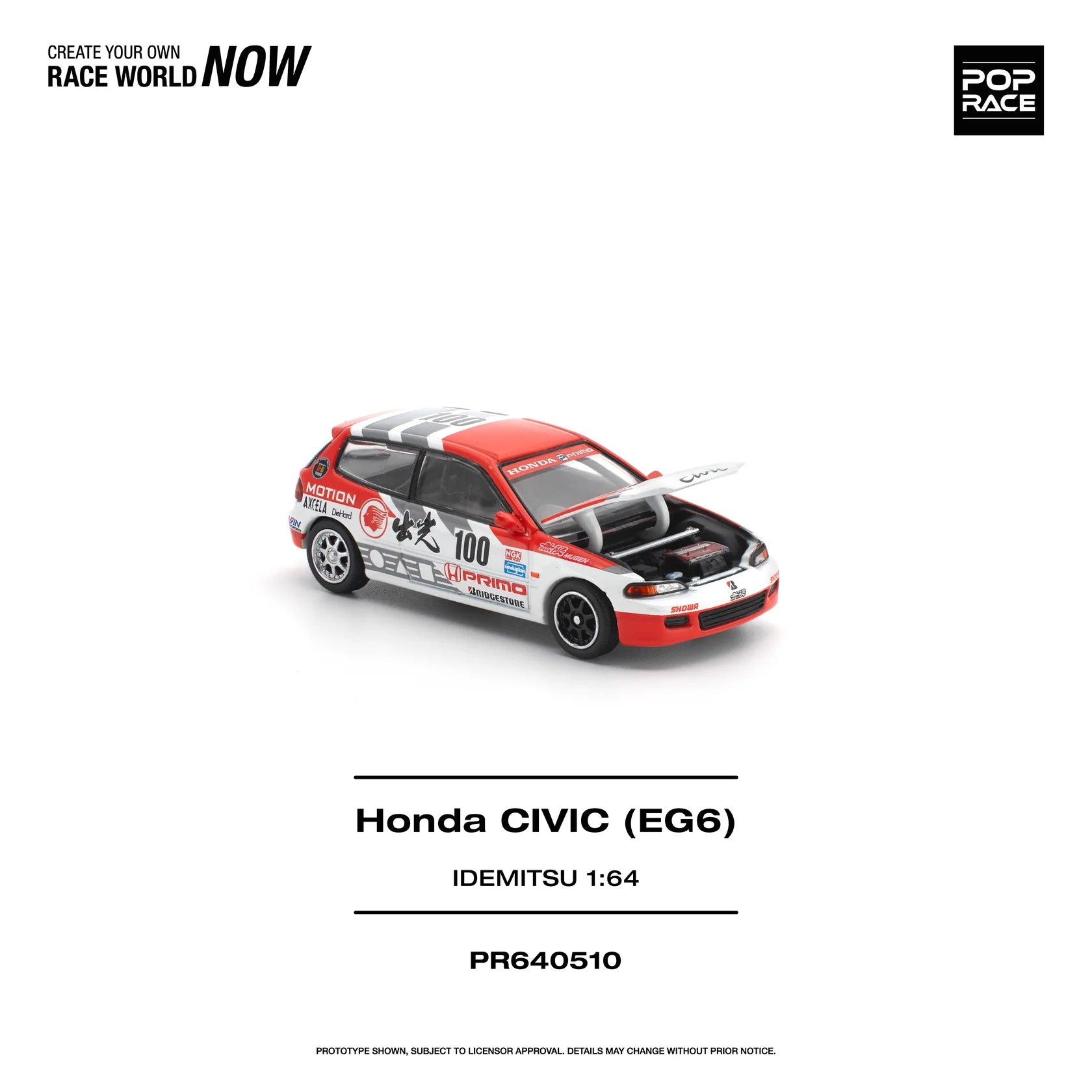 (PRE-ORDER 2026) POPRACE 1:64 Honda Civic EG6 Idemitsu Motion Infinite PR640510
