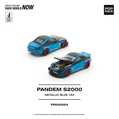 (PRE-ORDER 2026) POPRACE 1:64 PANDEM S2000 bleu métallique PR640524
