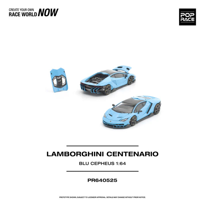 (PRE-ORDER 2026) POPRACE 1:64 Lamborghini Centenario Blu Cepheus PR640525