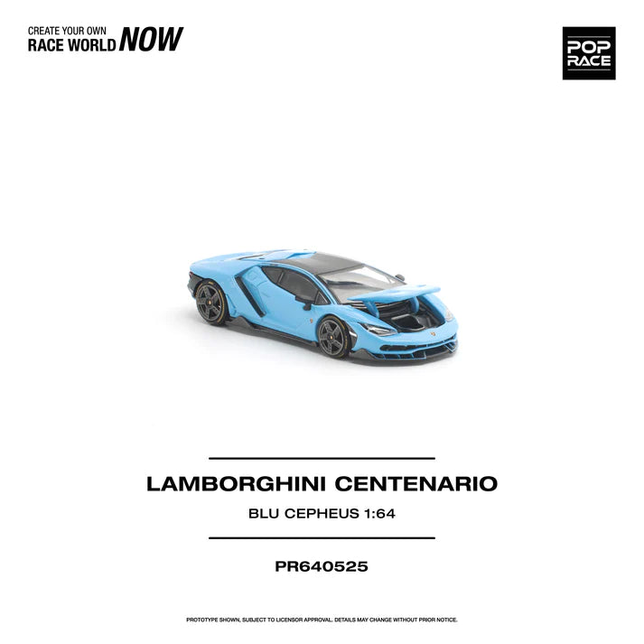 (PRE-ORDER 2026) POPRACE 1:64 Lamborghini Centenario Blu Cepheus PR640525