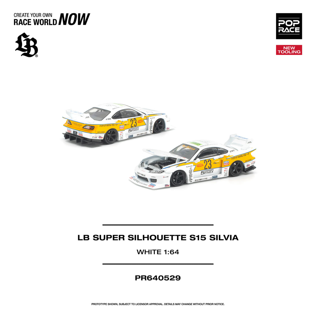 (PRE-ORDER 2026) POPRACE 1:64 LB Super Silhouette S15 Silvia White PR640529