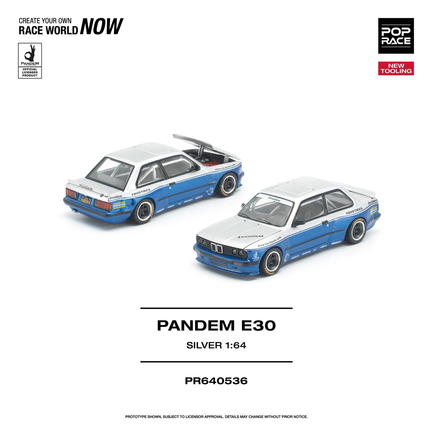 (PRE-ORDER 2026) POPRACE 1:64 PANDEM E30 argent PR640536