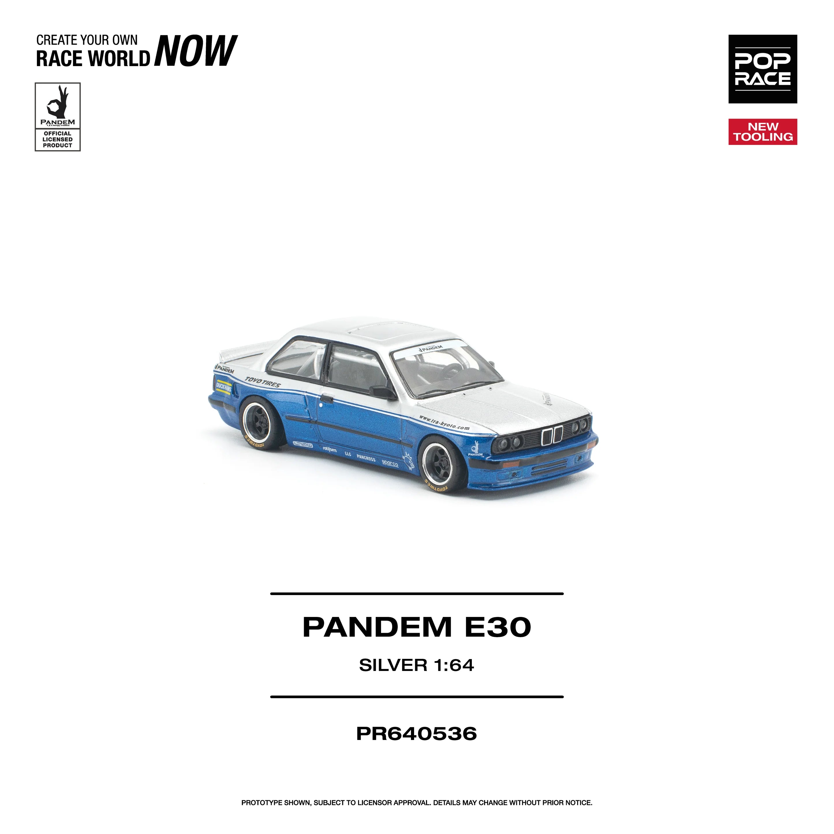 (PRE-ORDER 2026) POPRACE 1:64 PANDEM E30 argent PR640536