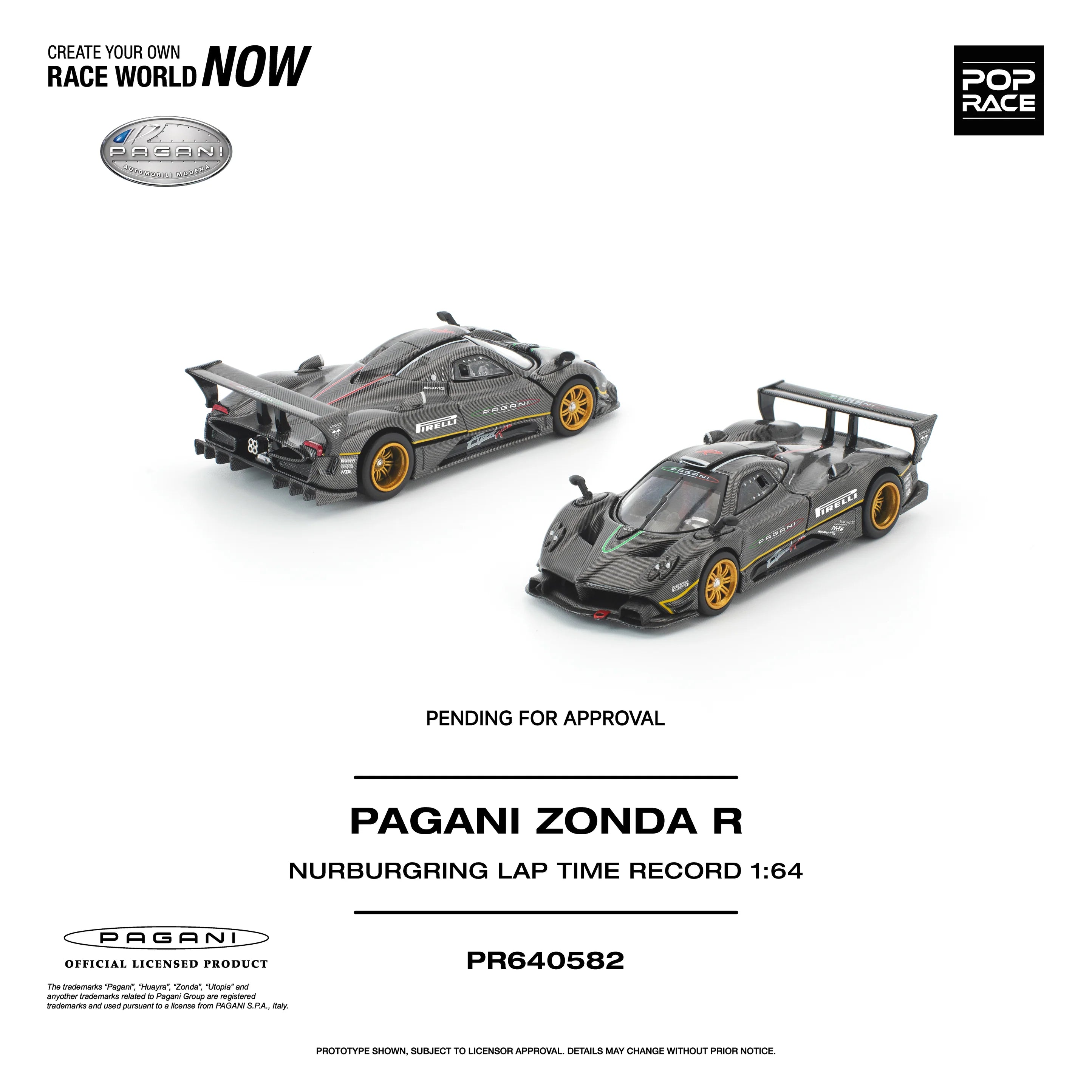 (PRE-ORDER 2026) POP RACE 1:64 Pagani Zonda R record du tour au Nürburgring PR640582