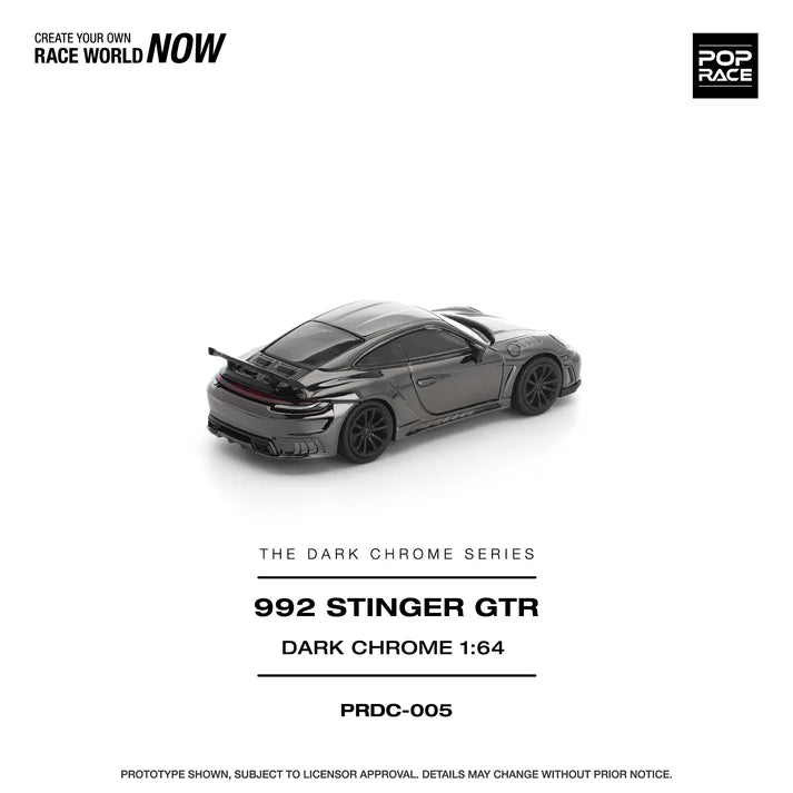 (PRE-ORDER 2026) POPRACE 1:64 Porsche 992 Stinger GTR Dark Chrome PRDC005