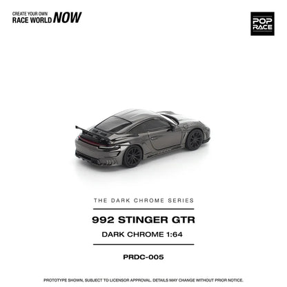 (PRE-ORDER 2026) POPRACE 1:64 Porsche 992 Stinger GTR Dark Chrome PRDC005