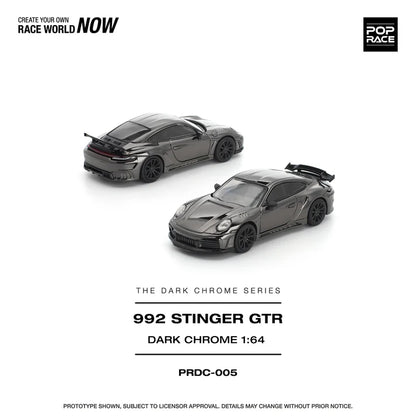 (PRE-ORDER 2026) POPRACE 1:64 Porsche 992 Stinger GTR Dark Chrome PRDC005