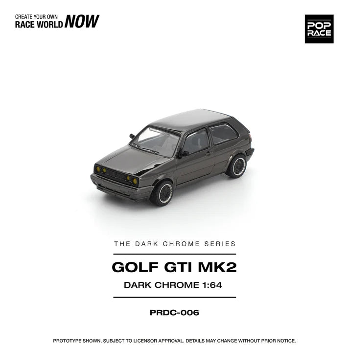 (PRE-ORDER 2026) POPRACE 1:64 Volkswagen Golf GTI MK2 Dark Chrome PRDC006