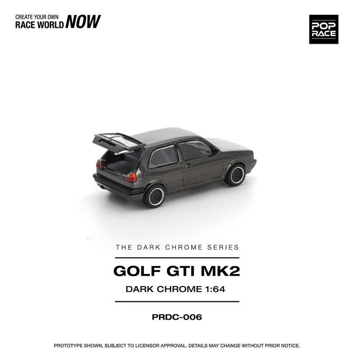 (PRE-ORDER 2026) POPRACE 1:64 Volkswagen Golf GTI MK2 Dark Chrome PRDC006