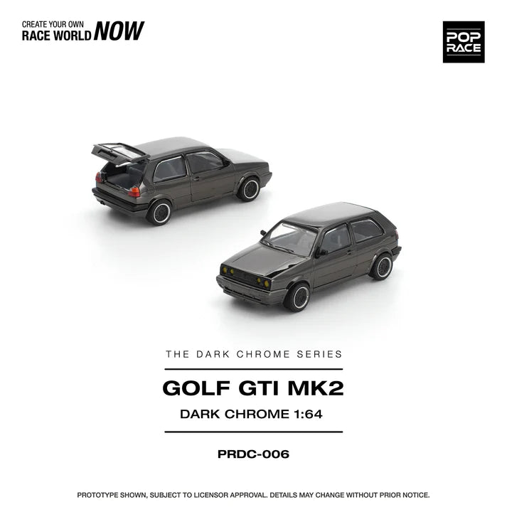 (PRE-ORDER 2026) POPRACE 1:64 Volkswagen Golf GTI MK2 Dark Chrome PRDC006