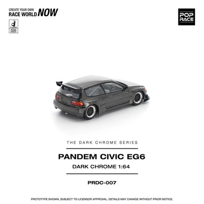 (PRE-ORDER 2026) POPRACE 1:64 Honda Civic EG6 Pandem Dark Chrome PRDC007