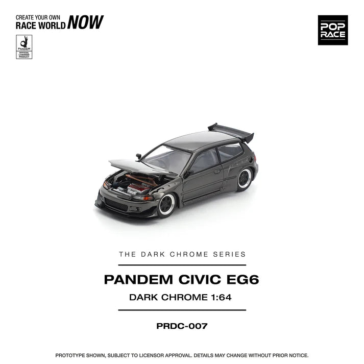 (PRE-ORDER 2026) POPRACE 1:64 Honda Civic EG6 Pandem Dark Chrome PRDC007