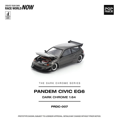 (PRE-ORDER 2026) POPRACE 1:64 Honda Civic EG6 Pandem Dark Chrome PRDC007
