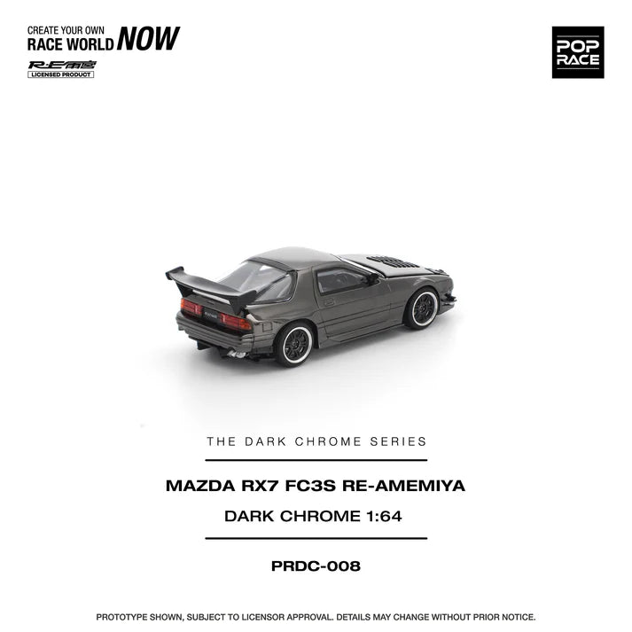 (PRE-ORDER 2026) POPRACE 1:64 Mazda RX-7 FC3S RE-Amemiya Dark Chrome PRDC008