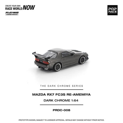 (PRE-ORDER 2026) POPRACE 1:64 Mazda RX-7 FC3S RE-Amemiya Dark Chrome PRDC008