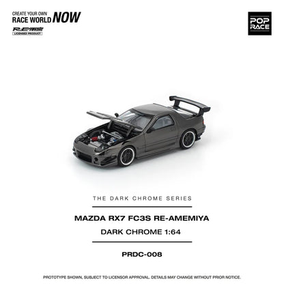 (PRE-ORDER 2026) POPRACE 1:64 Mazda RX-7 FC3S RE-Amemiya Dark Chrome PRDC008
