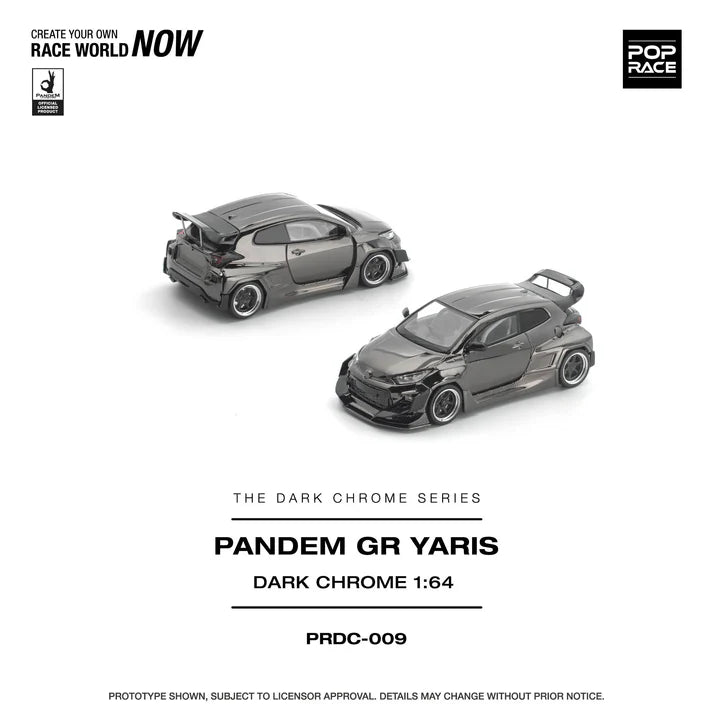 (PRE-ORDER 2026) POPRACE 1:64 PANDEM GR Yaris chrome foncé PRDC009