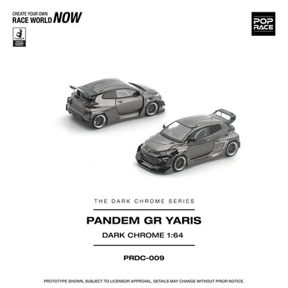 (PRE-ORDER 2026) POPRACE 1:64 PANDEM GR Yaris chrome foncé PRDC009