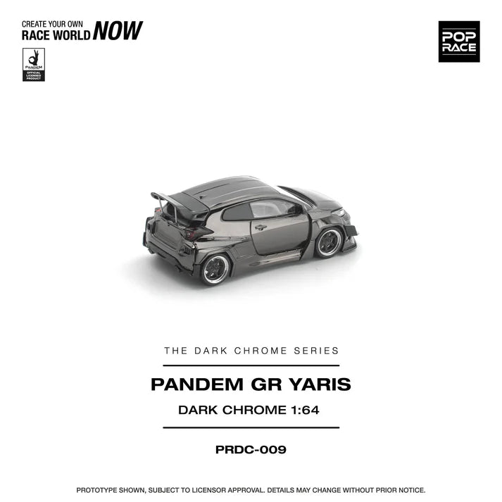 (PRE-ORDER 2026) POPRACE 1:64 PANDEM GR Yaris chrome foncé PRDC009
