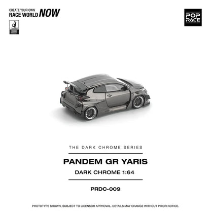 (PRE-ORDER 2026) POPRACE 1:64 PANDEM GR Yaris chrome foncé PRDC009