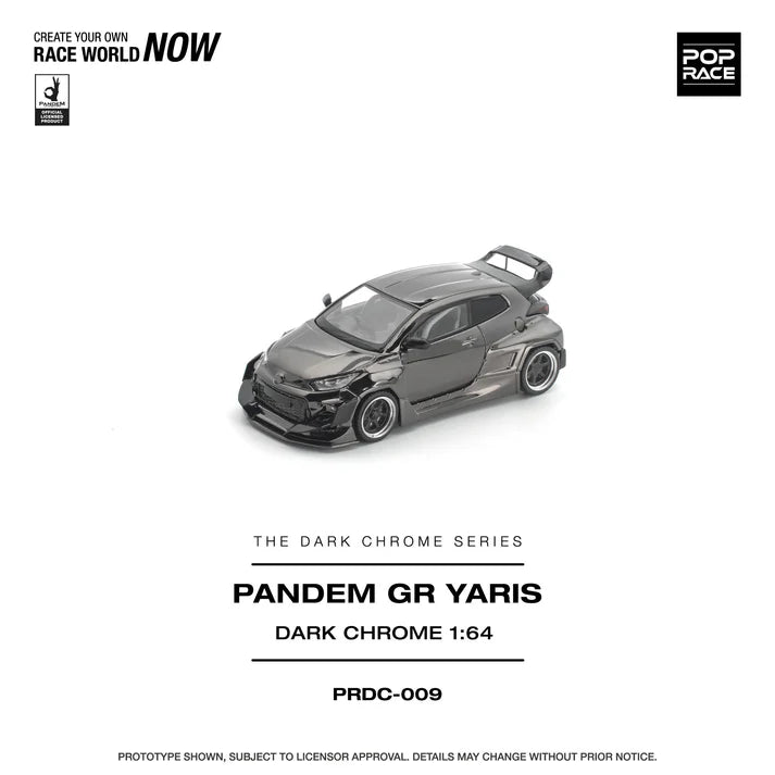 (PRE-ORDER 2026) POPRACE 1:64 PANDEM GR Yaris chrome foncé PRDC009