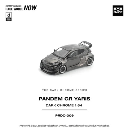 (PRE-ORDER 2026) POPRACE 1:64 PANDEM GR Yaris chrome foncé PRDC009