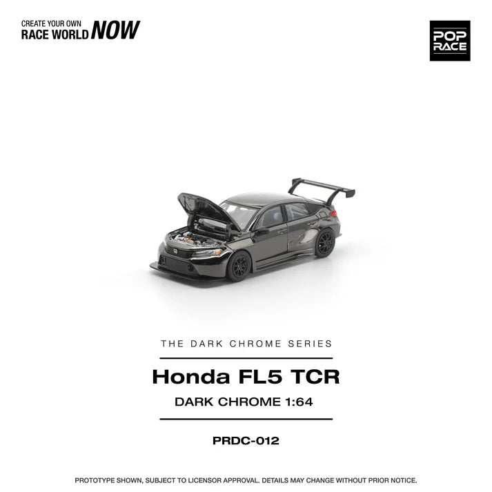 (PRE-ORDER 2026) POPRACE 1:64 Honda Civic FL5 TCR Dark Chrome PRDC012