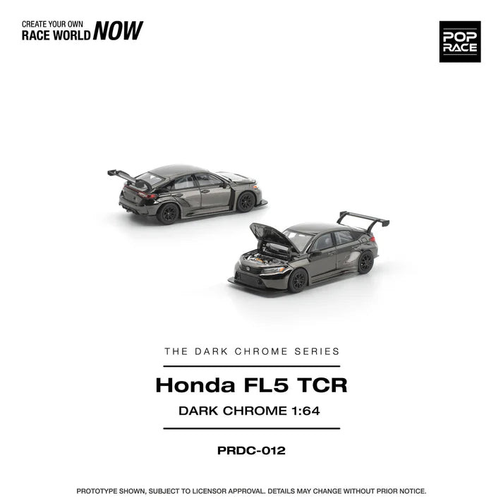 (PRE-ORDER 2026) POPRACE 1:64 Honda Civic FL5 TCR Dark Chrome PRDC012