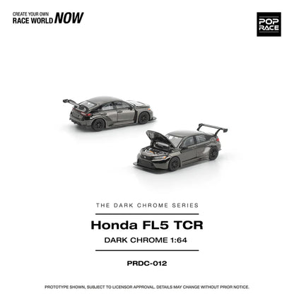(PRE-ORDER 2026) POPRACE 1:64 Honda Civic FL5 TCR Dark Chrome PRDC012