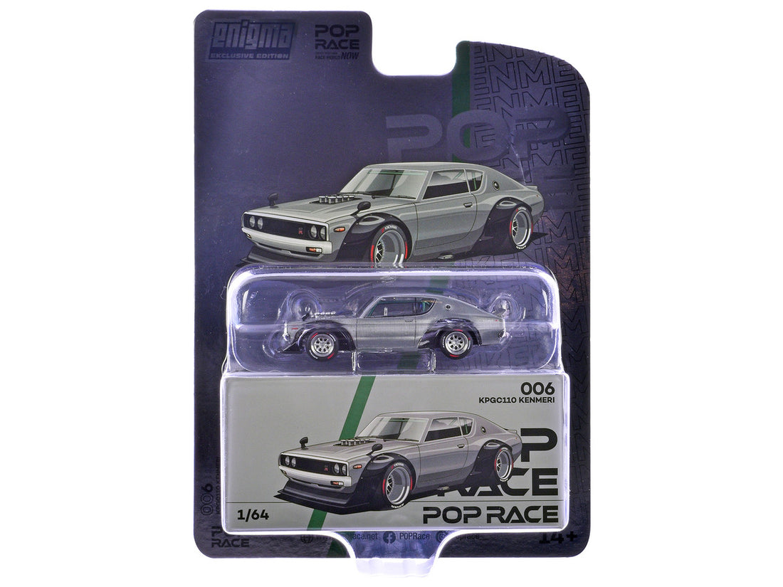 POPRACE 1/64 - Nissan Skyline KPGC110 "Kenmeri" RHD (Right Hand Drive) Raw Metal - "Enigma Exclusive Edition" - PRE006
