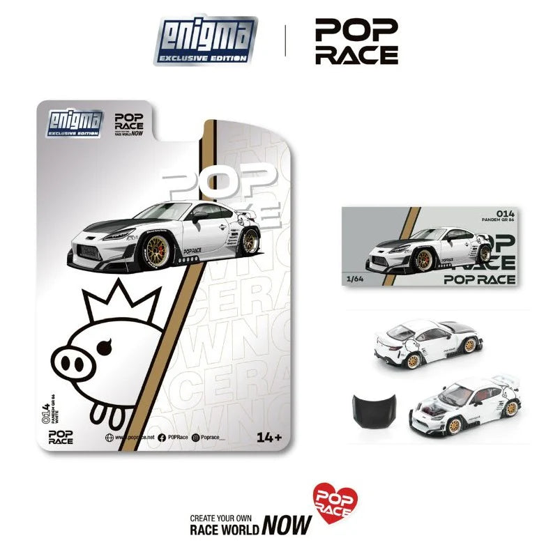 (PRE-0RDER 2025) POPRACE 1/64,  PANDEM GR86 - CRYSTAL WHITE PEARL (enigma exclusive edition) PRE0014