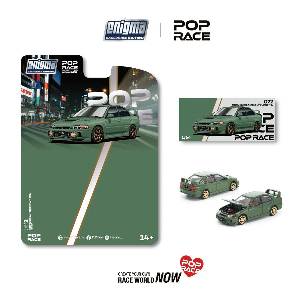 (PRE-ORDER 2025) POPRACE 1/64 - Mitsubishi Lancer Evolution - Verte (Enigma Exclusive Edition) - PRE022