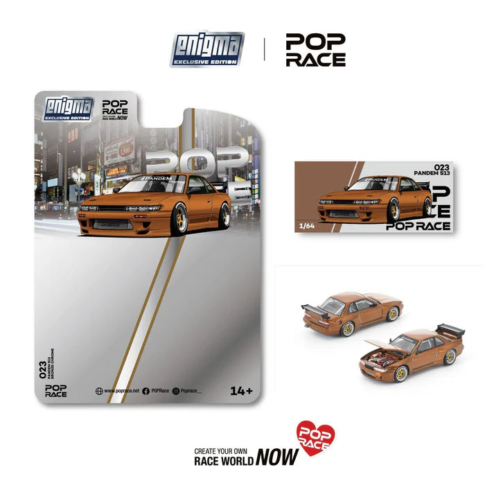 (PRE-ORDER 2026) POPRACE 1:64 Nissan Silvia S13 Pandem Brown Chrome Enigma Exclusive PRE023