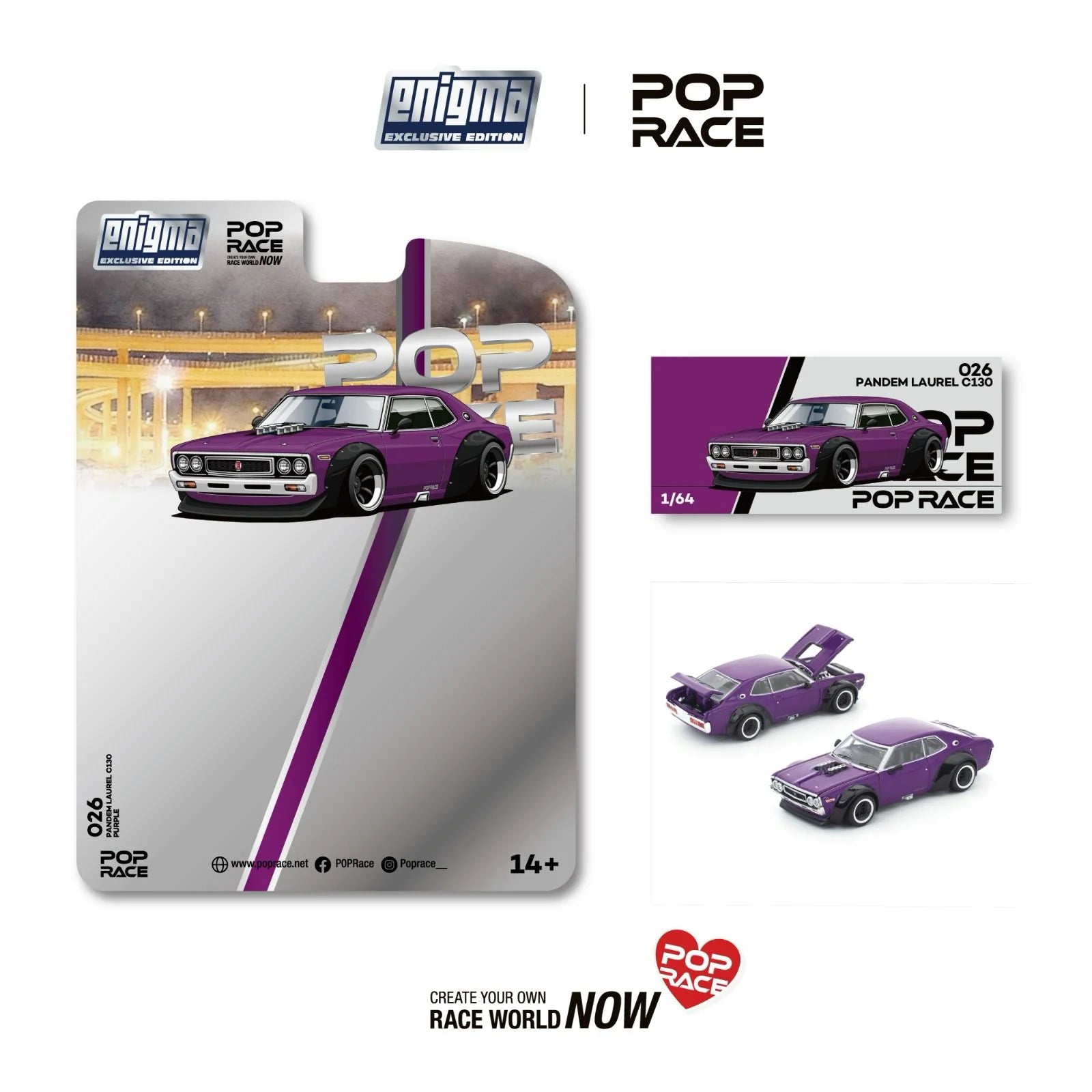 (PRE-ORDER 2026) POPRACE 1:64 PANDEM Laurel C130 Purple – Enigma Exclusive Edition PRE026